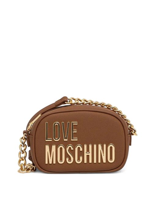 Borsa A Tracolla Con Logo di Love Moschino in Brown
