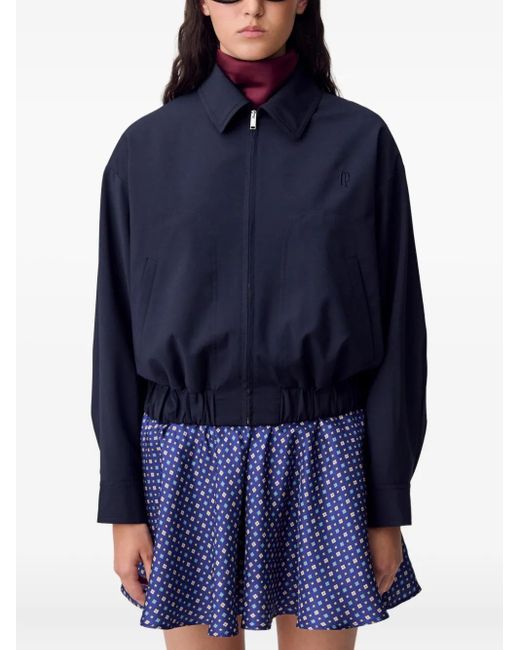 Claudie Pierlot Blue Cropped-Jacke Mit Reißverschluss