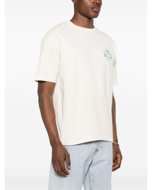 Drole de Monsieur White Blason-print Cotton T-shirt for men