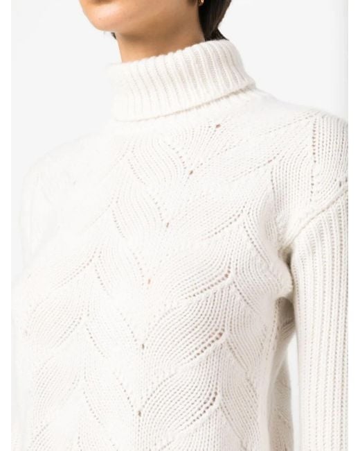 Liska White Pointelle-Knit Jumper