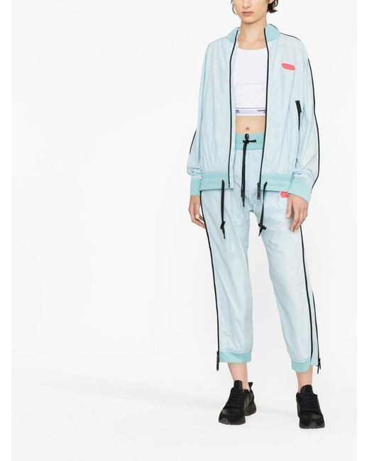 DSquared² Blue Side-Zip Logo-Patch Trousers
