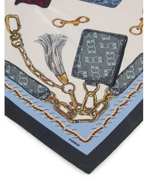 Pinko Blue Graphic-Print Scarf
