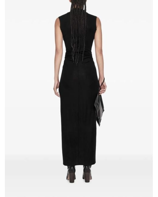 AllSaints Black Ruched Jersey Maxi Dress