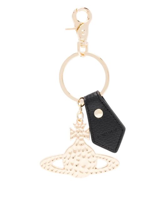 Vivienne Westwood White Hammered Orb Keyring
