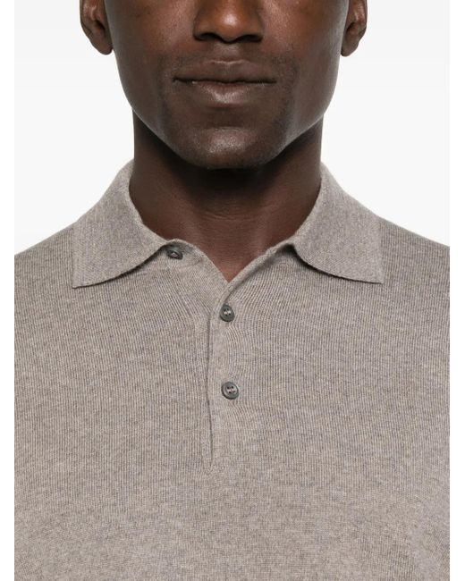 Tagliatore Poloshirt Met Lange Mouwen in het Gray voor heren
