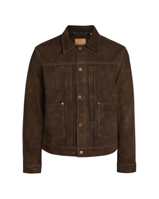 Nudie Jeans Brown Dante Buttoned Panelled Jacket for men
