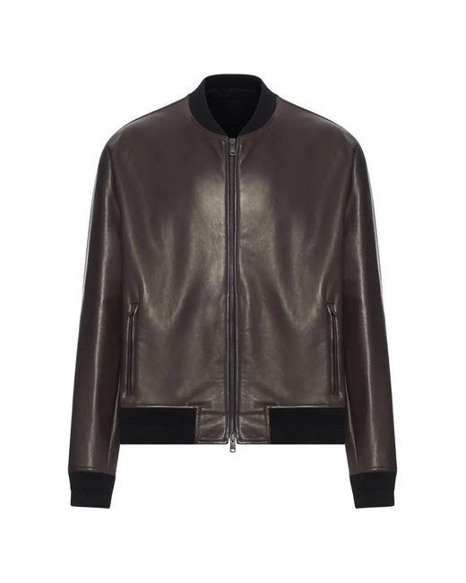 Salvatore Santoro Black Zip-up Leather Jacket for men