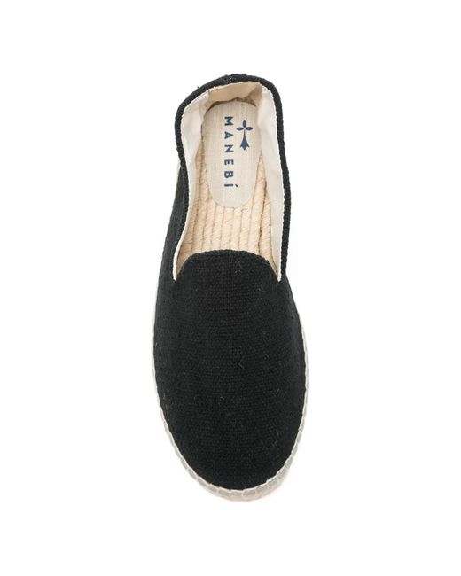 Manebí Black Coarse Flat Espadrilles for men