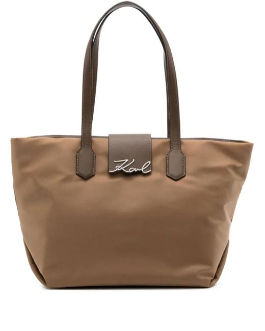 Karl Lagerfeld Brown Signature Tote Bag