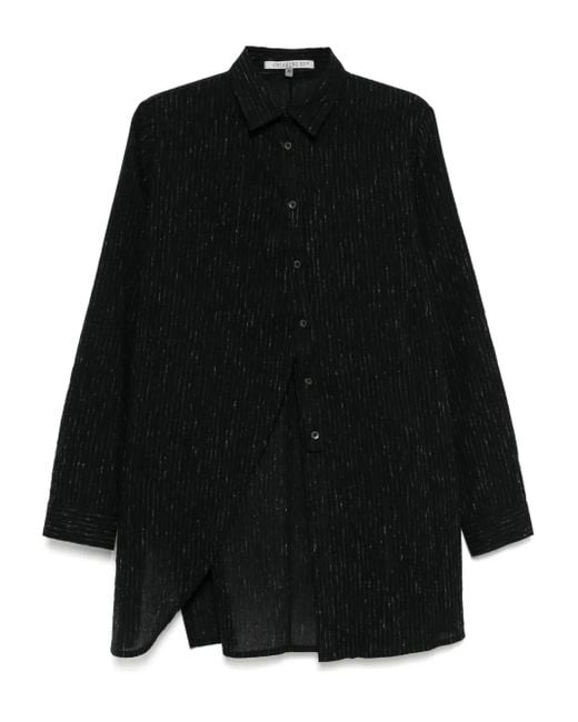 CHIAHUNG SU Black Asymmetric Striped Shirt