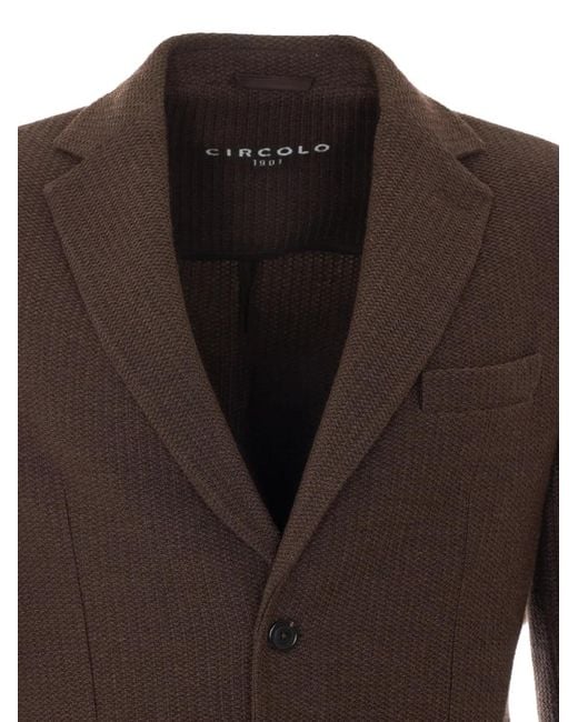Circolo 1901 Brown Single-Breasted Wool-Blend Jacket for men