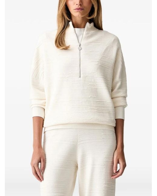 Joseph Ribkoff White Textured Quarter-Zip Sweatshirt
