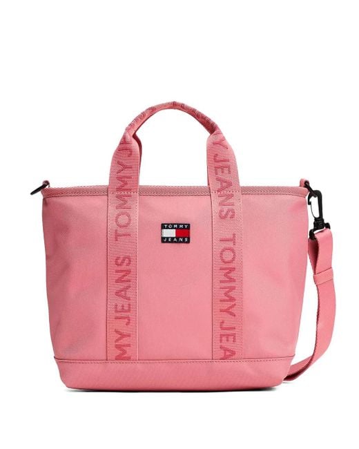 Tommy Hilfiger Pink Large Logo-Patch Tote Bag
