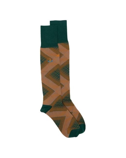 Vivienne Westwood Green Quadrophenia Orb-Embroidered High Socks
