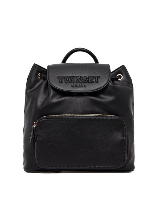 Twinset Black Rucksack Mit Logo-Prägung