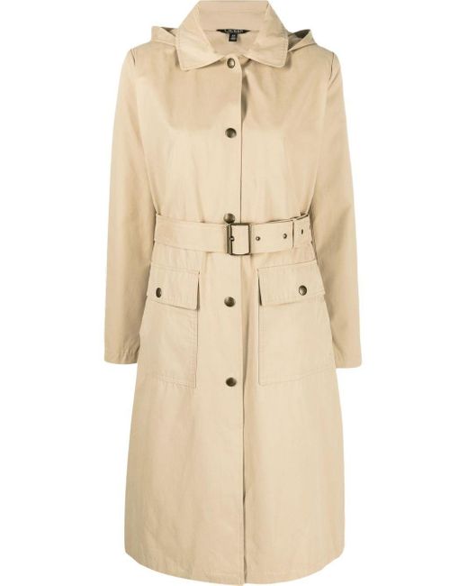 Lauren by Ralph Lauren Cotton Belted Mid-length Trench Coat in Natural ...