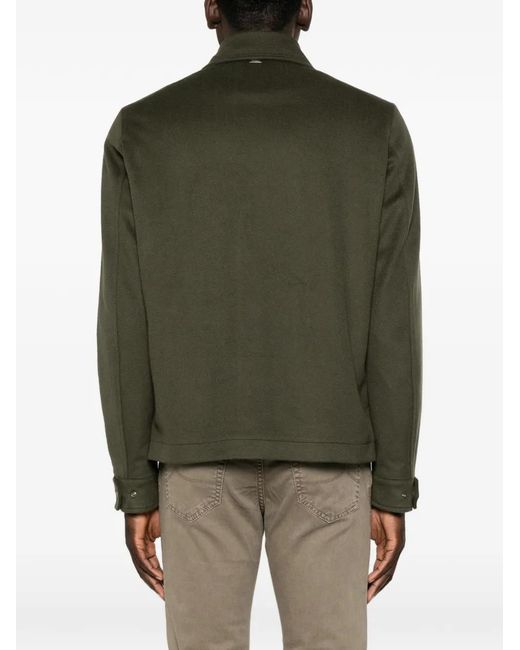 Herno Green Button-Up Chest-Pocket Jacket for men