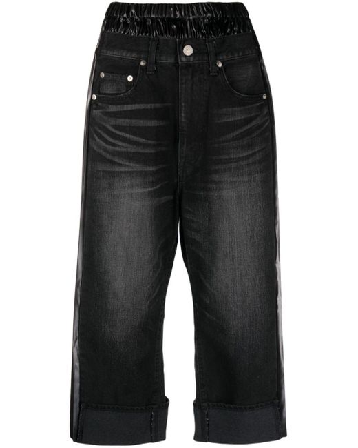 Junya Watanabe Black X Levis Pleated-edge Cropped Wide-leg Jeans