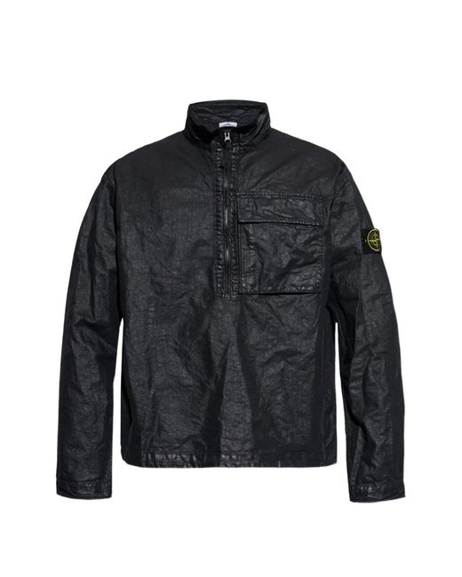 Stone Island Blue Half-Zip Pocket Jacket for men