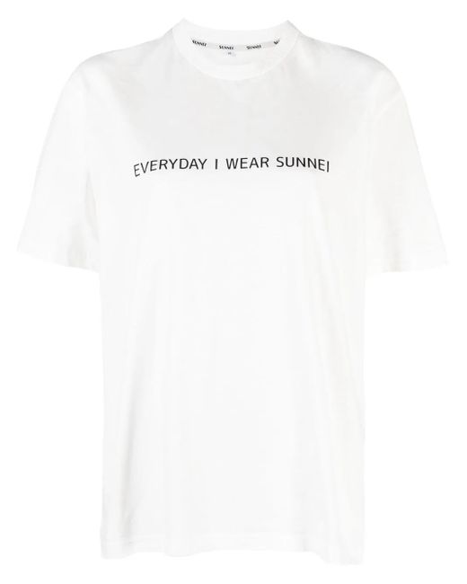 Sunnei White Slogan-Print Cotton T-Shirt