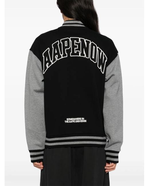 Aape By A Bathing Ape Black Logo Baseball Jacket for men