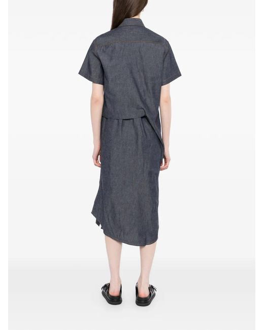 Sacai Gray Denim Midi Dress