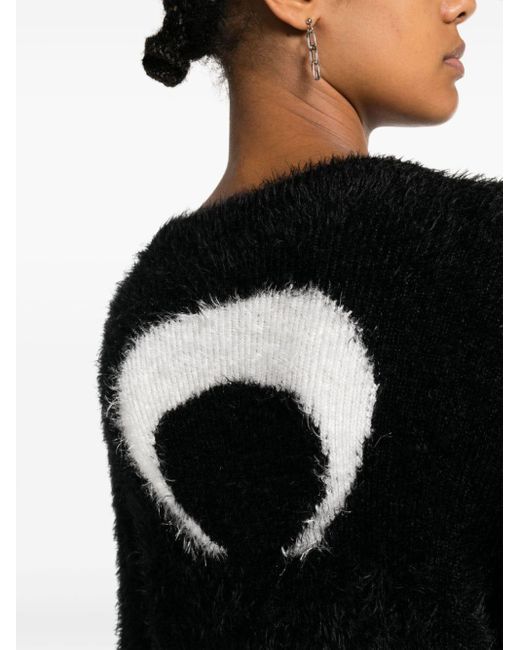 MARINE SERRE Black Crescent Moon Knit Sweater