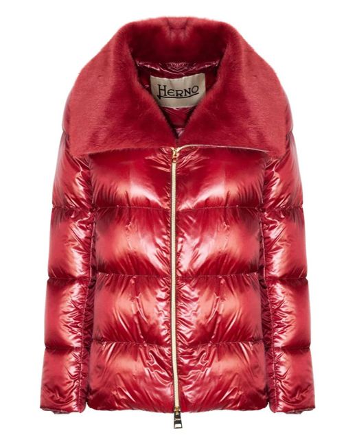 Herno Red Gesteppte Jacke mit Kragenbesatz