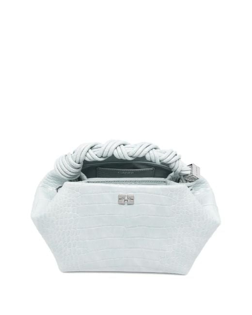 Ganni Blue Mini Bou Tote Bag