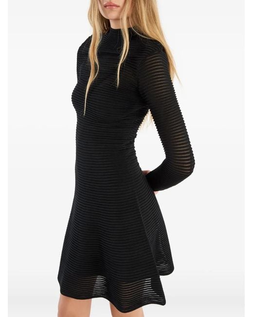 ROTATE BIRGER CHRISTENSEN Black Knitted Flared Mini Dress