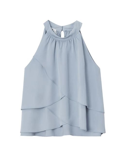 B+ AB Blue Layered Ruffled Blouse