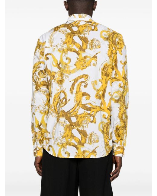 Versace Metallic Barocco-print Cotton Shirt for men