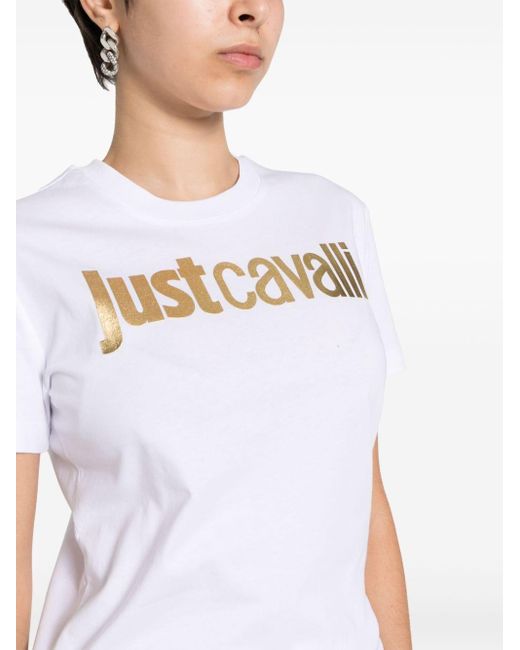 Just Cavalli Katoenen T-shirt Met Logoprint in het White