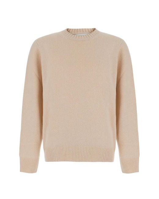 Soft Goat White Crew-Neck Cashmere Sweater for men