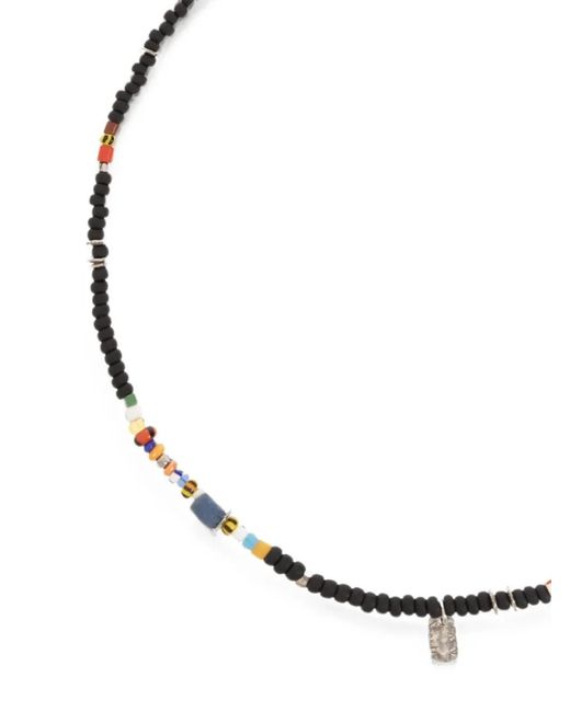 Paul Smith Metallic Beaded Logo-Plaque Necklace for men