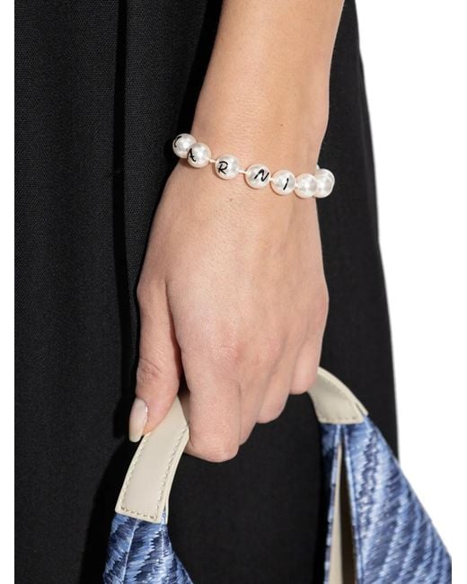 Marni White Beaded Toggle Bracelet