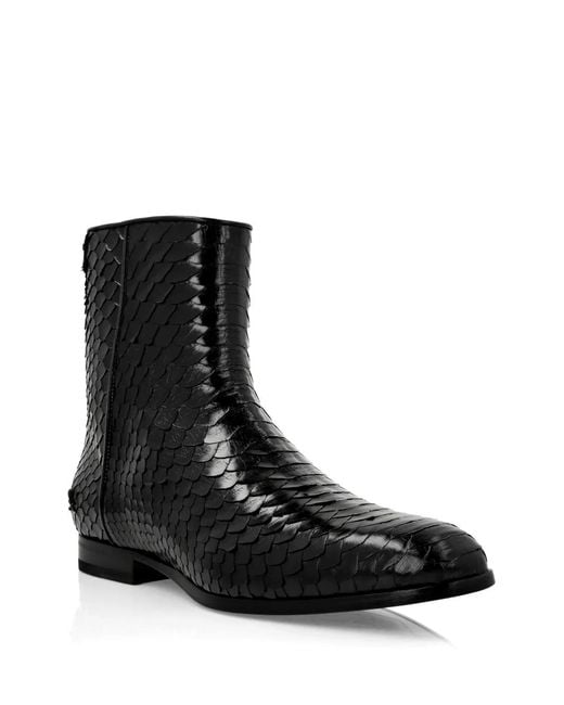Philipp Plein Black Python Print Boots Lo-Heels Mid for men