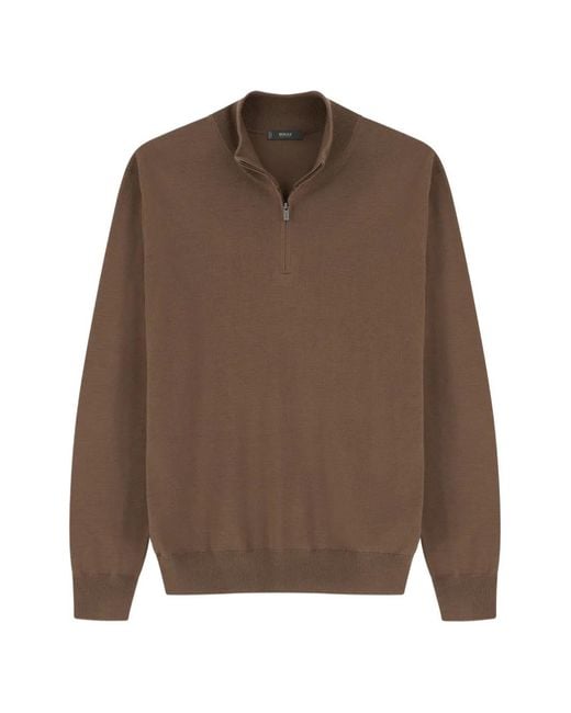 Boggi Brown Quarter-Zip Jumper for men