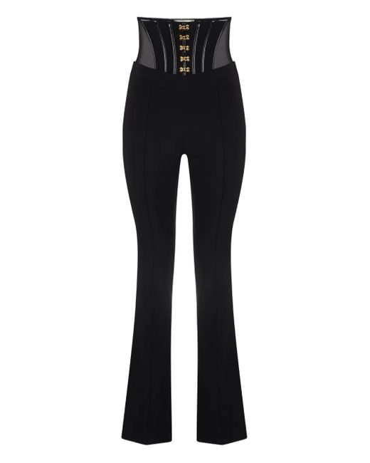 Elisabetta Franchi High Waist Broek Met Korset Detail in het Black