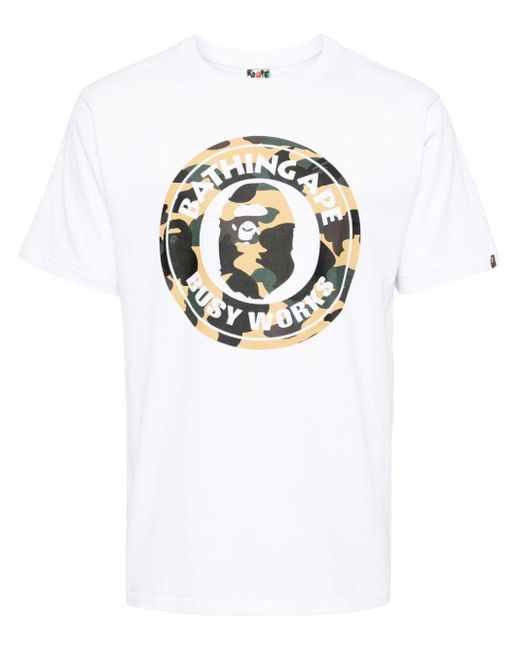 A Bathing Ape White Camo Busy Works-print T-shirt for men