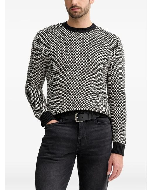 Guess Gray Patterned Crew-Neck Sweater for men