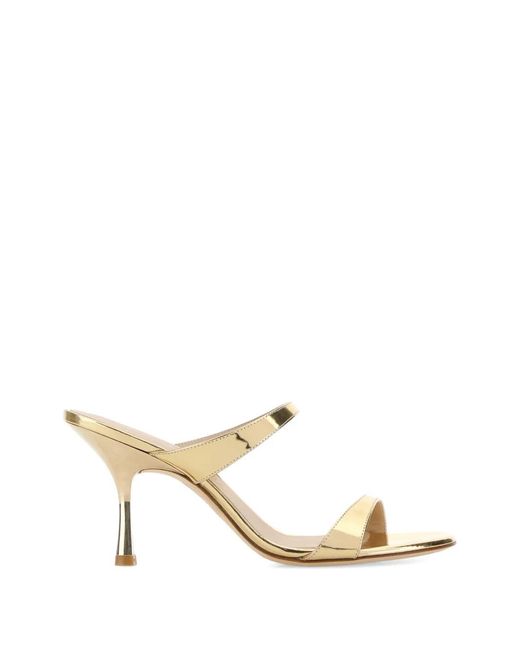 Stuart Weitzman Metallic-Effect Double-Strap Sandals