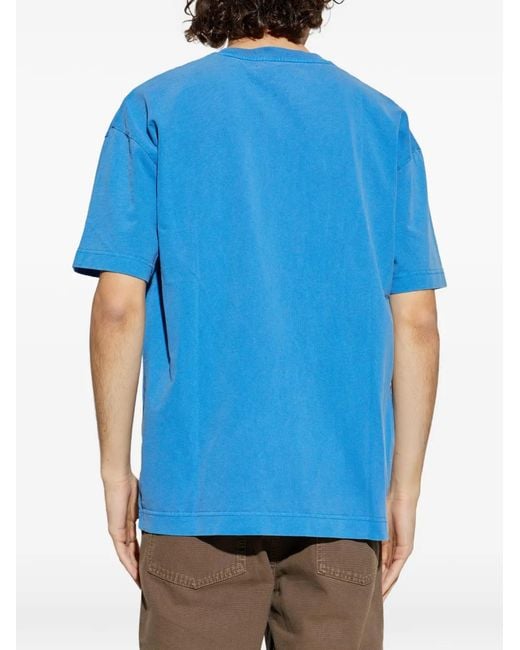 Samsøe & Samsøe Blue Logo-Print T-Shirt for men