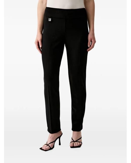 Joseph Ribkoff Black Logo-Plaque Pressed-Crease Trousers