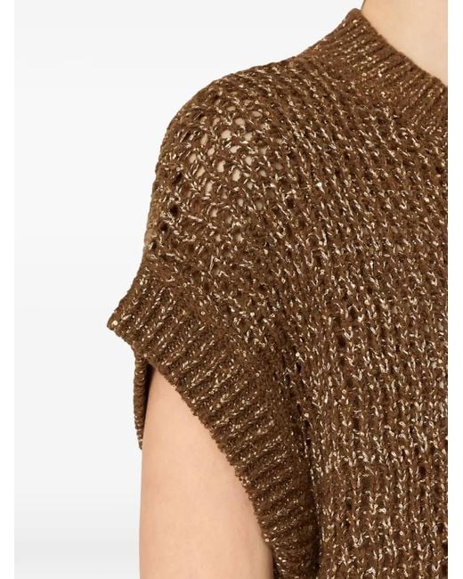 Max Mara Brown Openwork Top