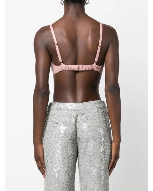 The Mannei Pink Sierra Leather Cropped Tank Top