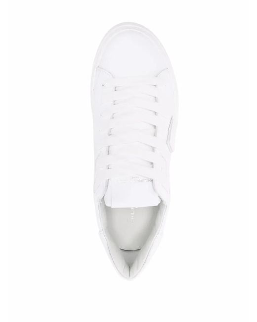 Philippe Model White Side Logo-Patch Sneakers