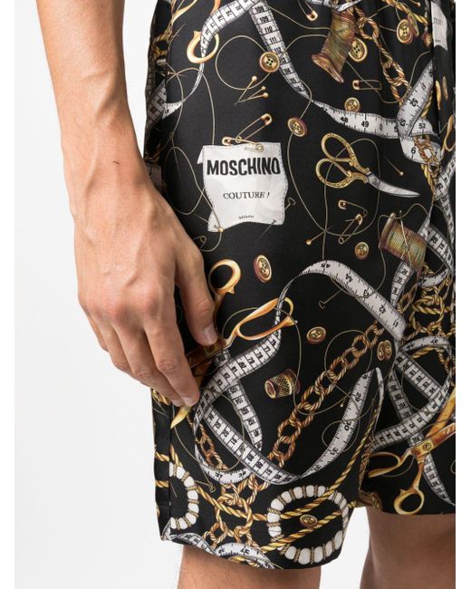 Moschino Comic-Print Silk Shorts