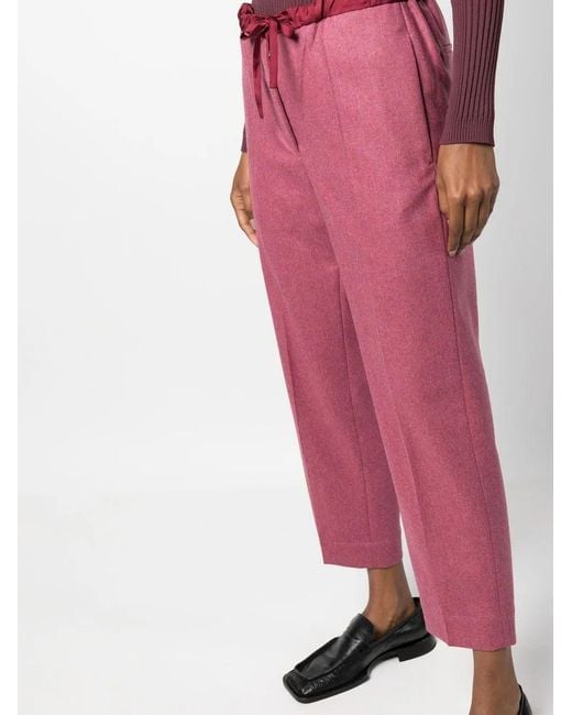 Jil Sander Red Cropped Wool Trousers
