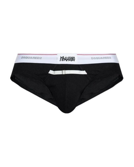 DSquared² Black X Magliano Buckle-Detail Briefs for men